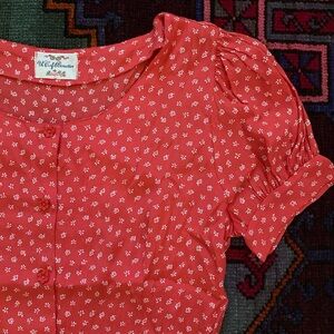 Vintage coral United Colors Of Benetton puff sleeve blouse 🌺